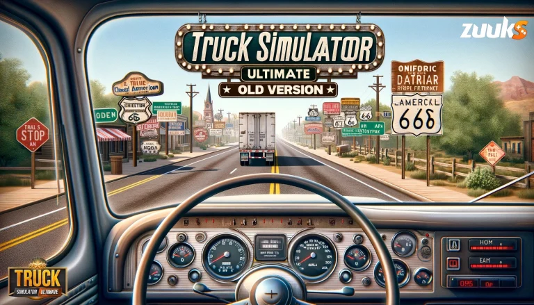 Driver's view in a Truck Simulator: Ultimate APK Old Versions game on a sunny highway