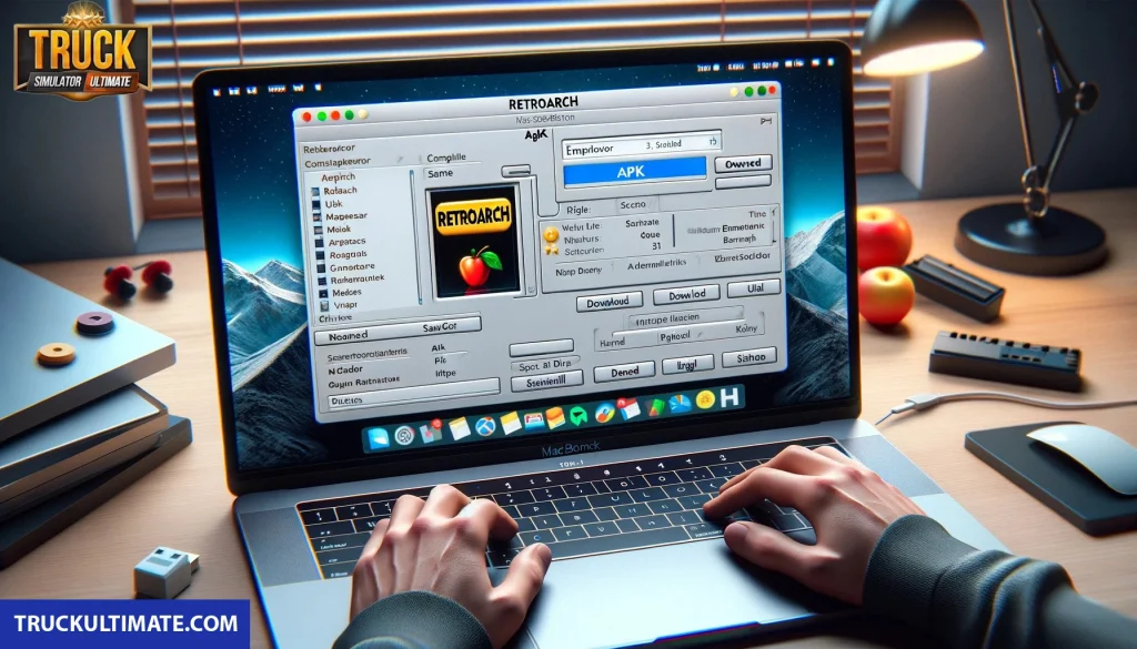 RetroArch Emulator Initial Setup on MacBook for Truck Simulator Ultimate APK