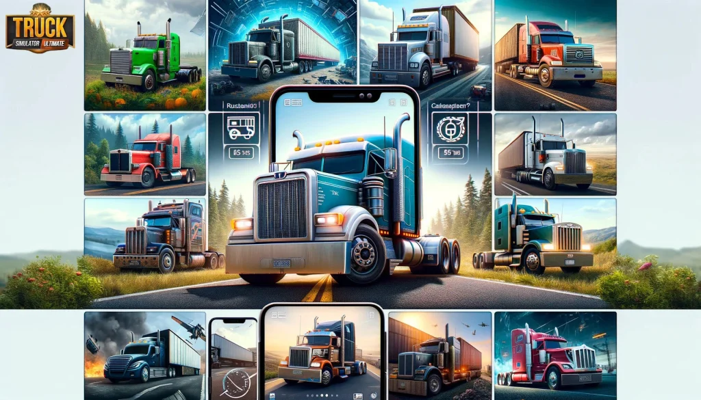 Collage of top Android truck simulator game showcasing diverse, realistic gameplay