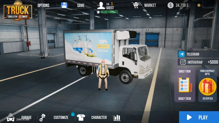 Gameplay Screenshot from Nextgen Truck Simulator Mod APK featuring interface elements