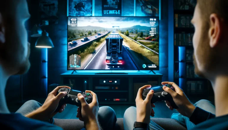 Hands on controllers playing Truck Simulator Ultimate
