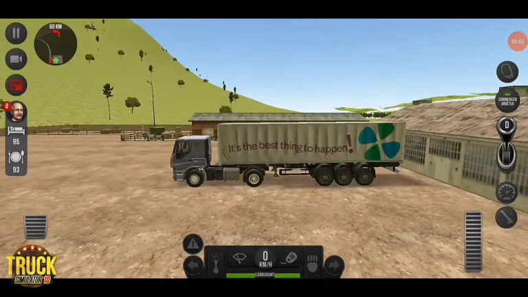 Truck Simulator game screenshot showing a truck with gameplay controls