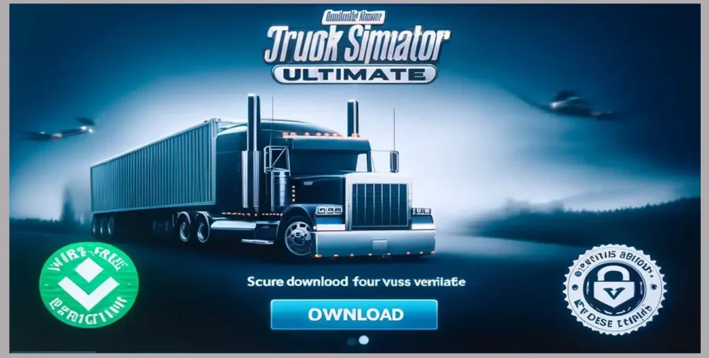 Download page for Truck Simulator Ultimate with verification seals