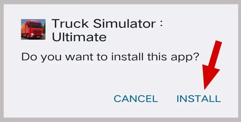 Installation prompt for Truck Simulator app