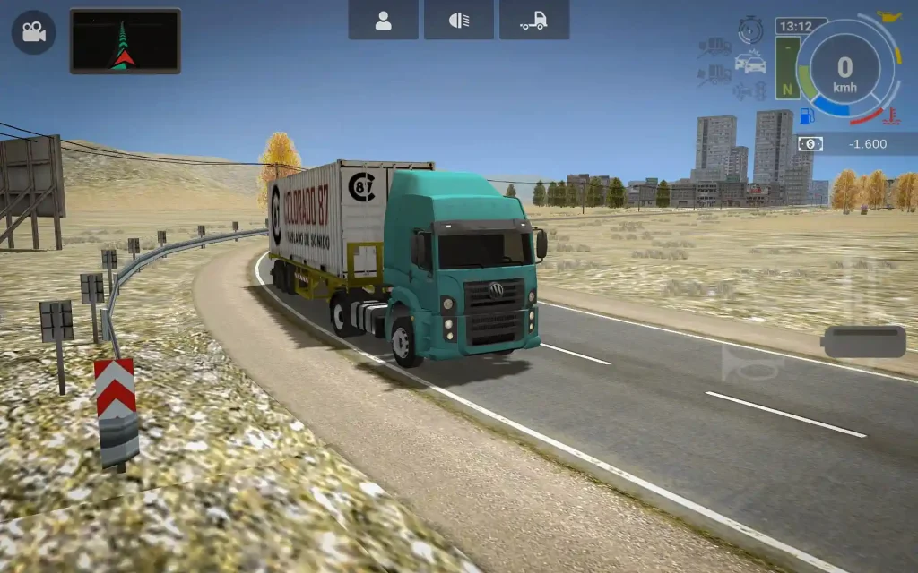 Truck Simulator Ultimate gameplay with turquoise truck on road