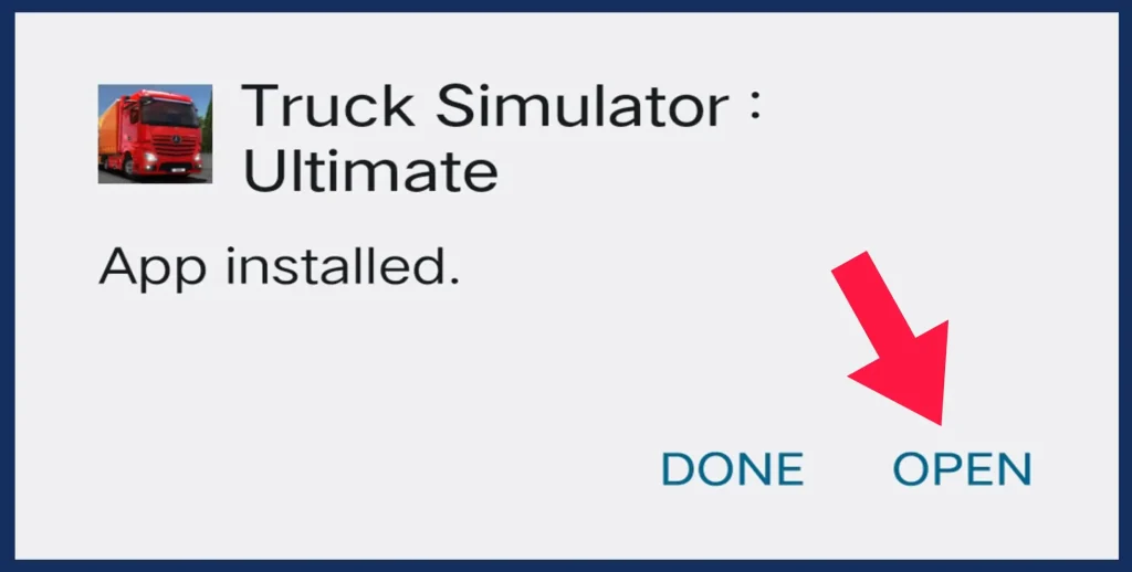 Truck Simulator app installed with open button