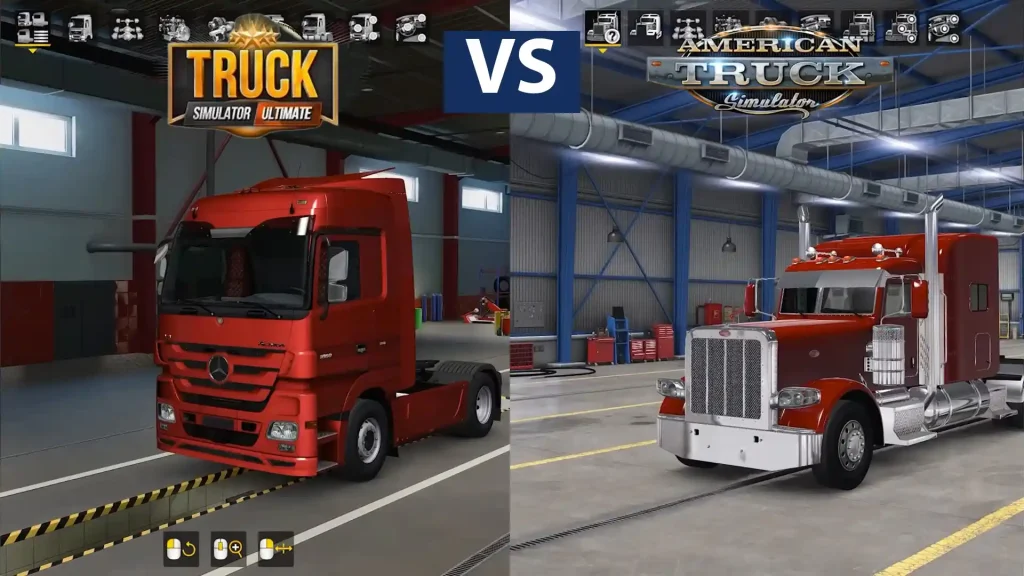 Truck in-garage Truck Simulator Ultimate vs American Truck Simulator